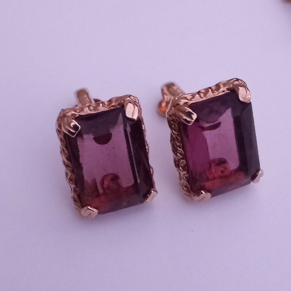 c1973 Sarah Coventry Twilight Amethyst Glass Rhinestone Gold Tone Parure - Picture 4 of 10